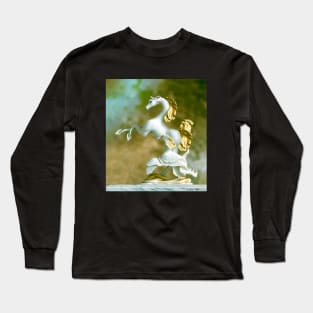 Arabian Horse and Afghan Hound. Gold and porcelain Long Sleeve T-Shirt